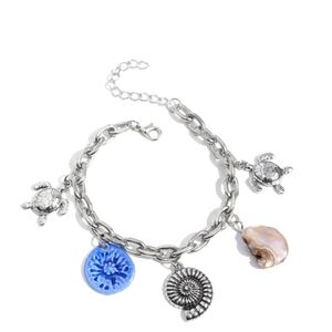 Silver Charm Bracelet with Blue and Silver Accents